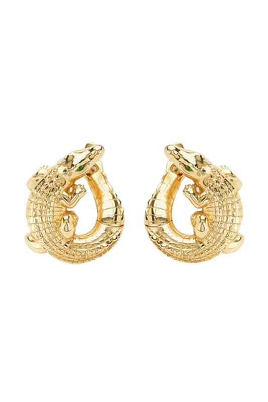 BIBI VAN DER VELDEN-Alligator Twist Earrings-YELLOW GOLD