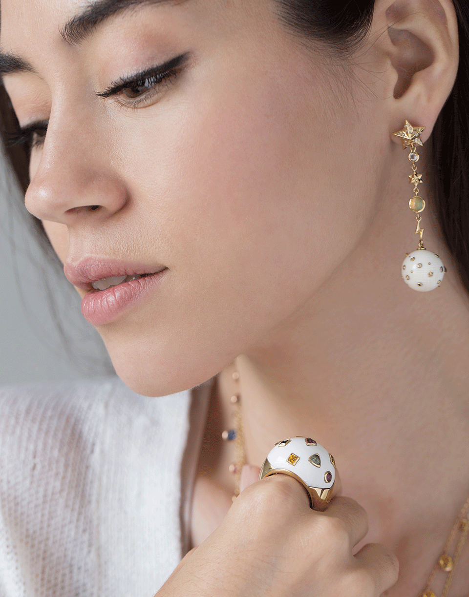 BIBI VAN DER VELDEN-Galaxy Star and Moon Opal Earrings-YELLOW GOLD