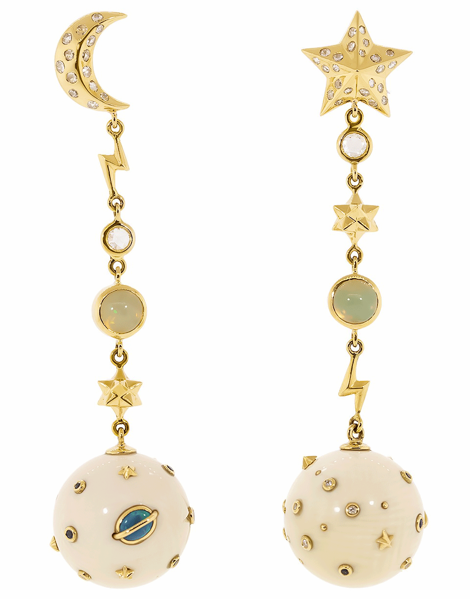 BIBI VAN DER VELDEN-Galaxy Star and Moon Opal Earrings-YELLOW GOLD