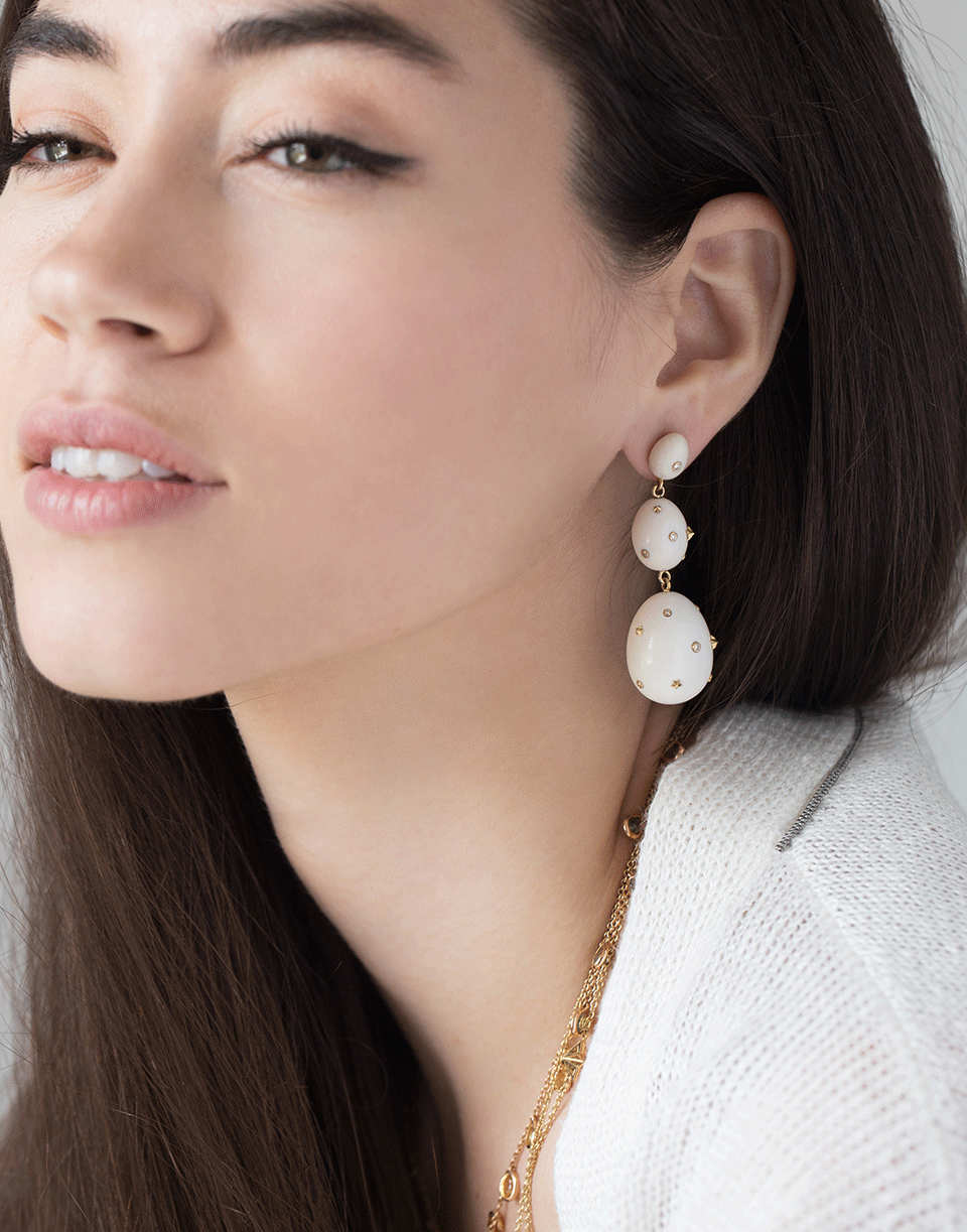 BIBI VAN DER VELDEN-Mammoth Tusk Diamond Egg Earrings-YELLOW GOLD