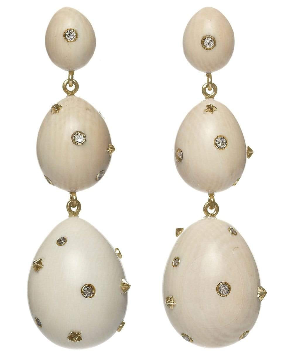BIBI VAN DER VELDEN-Mammoth Tusk Diamond Egg Earrings-YELLOW GOLD