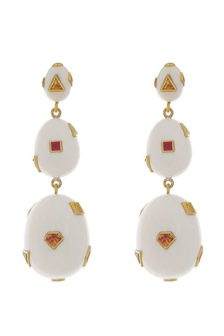 BIBI VAN DER VELDEN-Sapphire Egg Mammoth Earrings-YELLOW GOLD