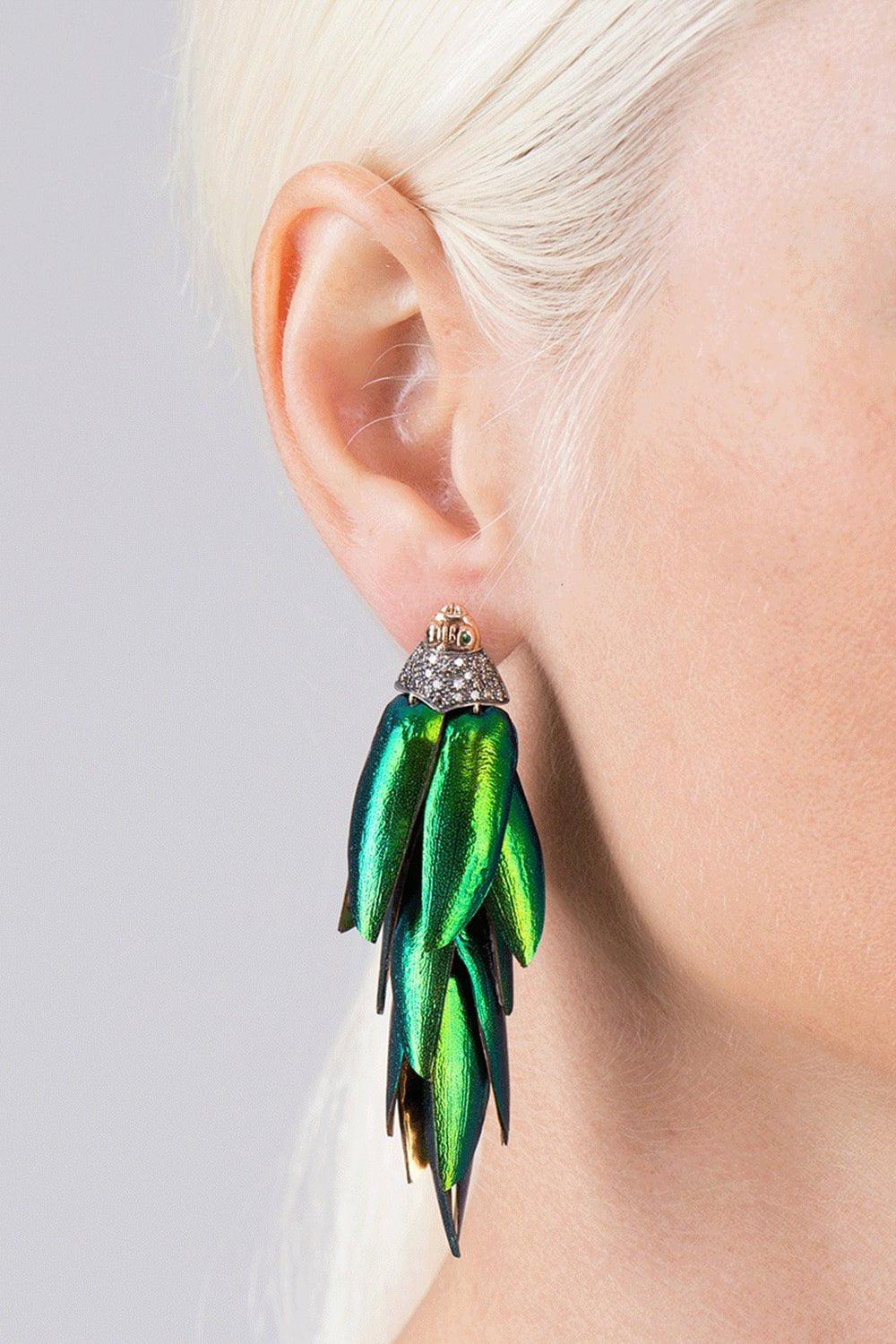 BIBI VAN DER VELDEN-Scarab Bunch Earrings-YELLOW GOLD