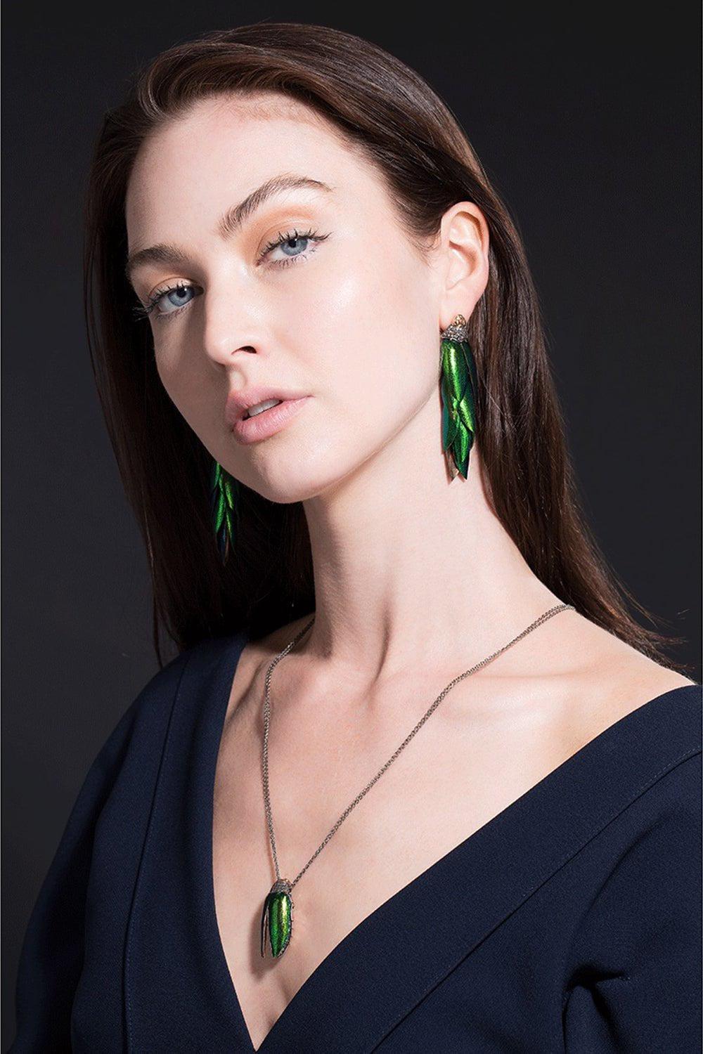BIBI VAN DER VELDEN-Scarab Bunch Earrings-YELLOW GOLD