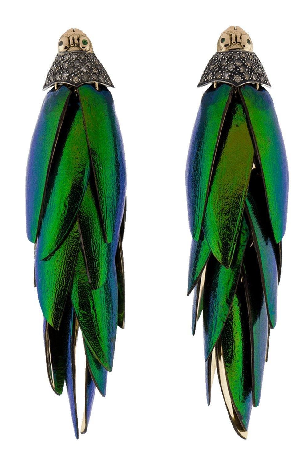 BIBI VAN DER VELDEN-Scarab Bunch Earrings-YELLOW GOLD