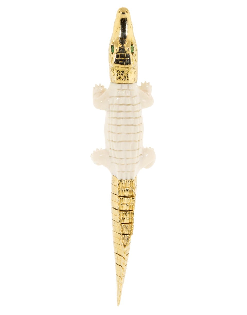BIBI VAN DER VELDEN-Single Alligator Bite Earring-YELLOW GOLD