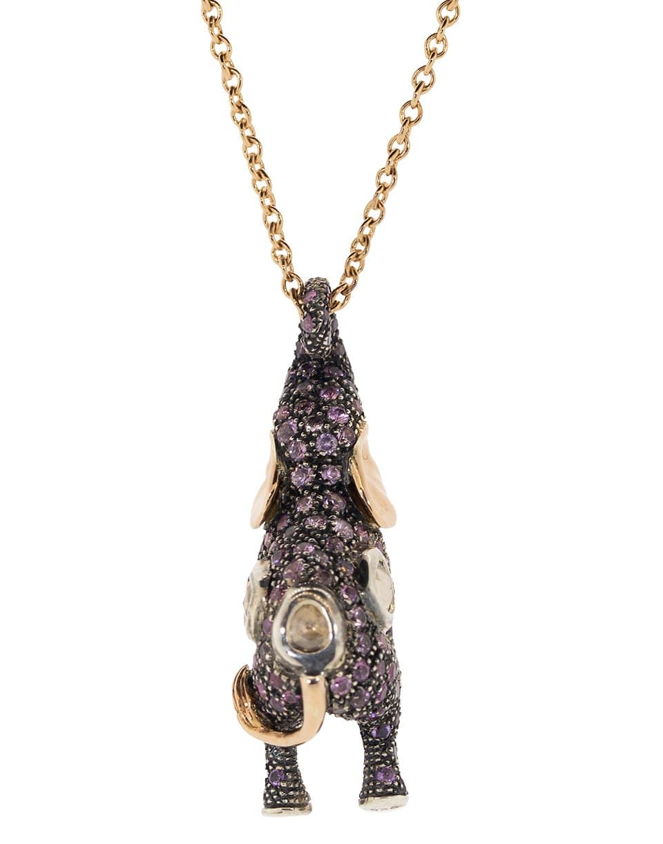 BIBI VAN DER VELDEN-Pink Sapphire Elephant Diamond Necklace-ROSE GOLD