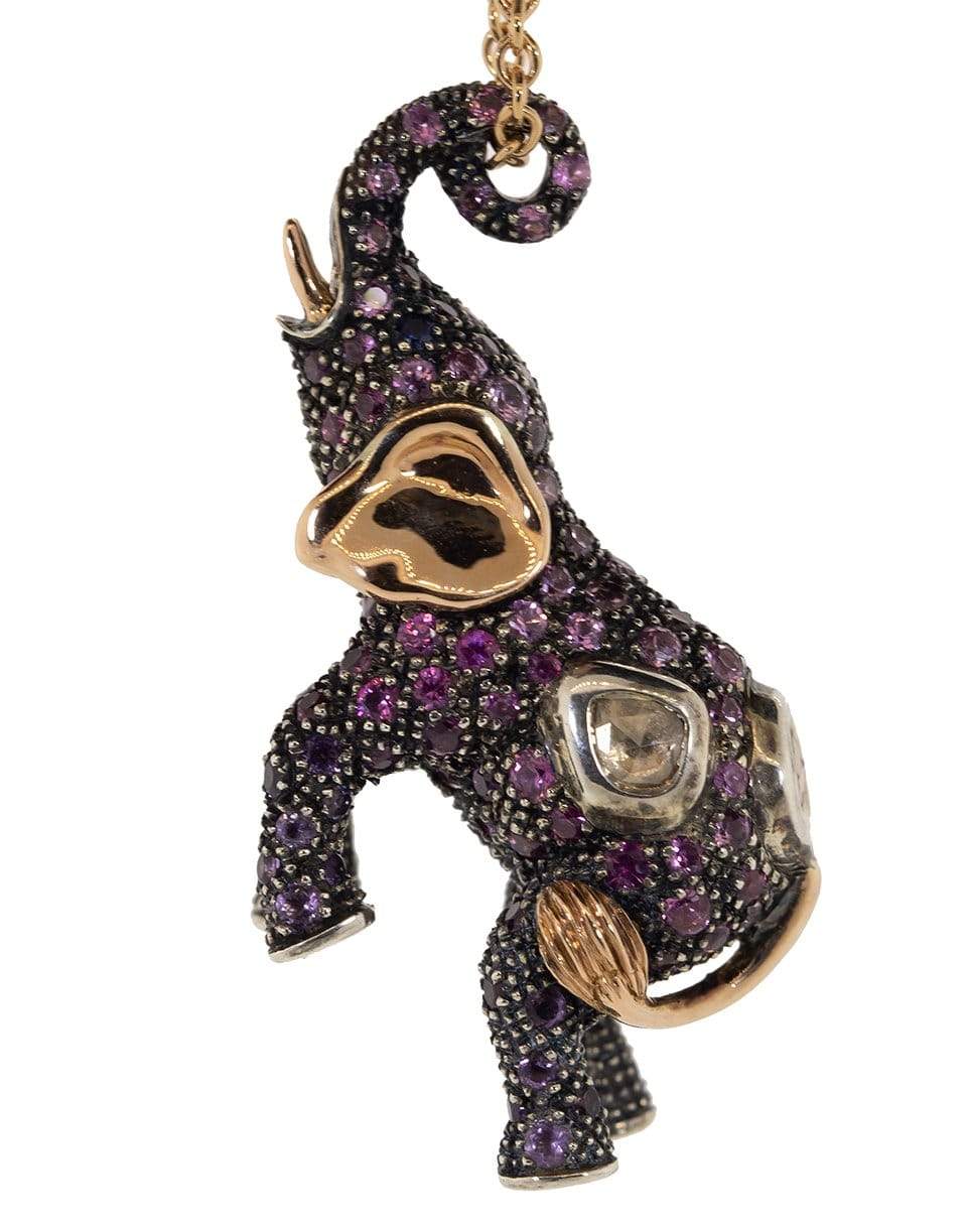 BIBI VAN DER VELDEN-Pink Sapphire Elephant Diamond Necklace-ROSE GOLD
