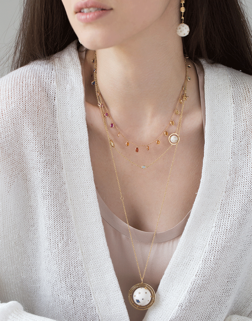 BIBI VAN DER VELDEN-Rainbow Sapphire Necklace-ROSE GOLD
