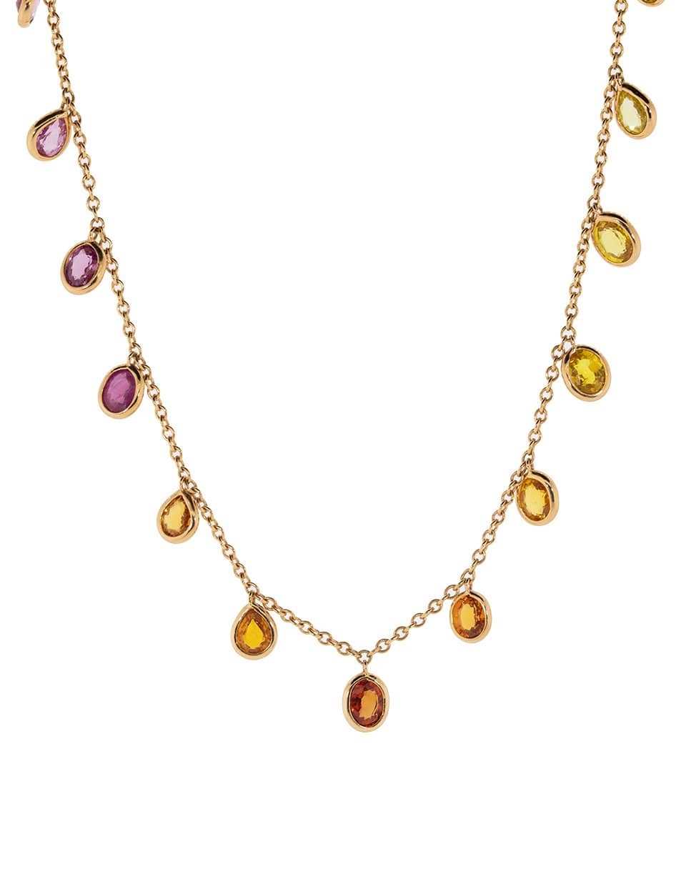 BIBI VAN DER VELDEN-Rainbow Sapphire Necklace-ROSE GOLD