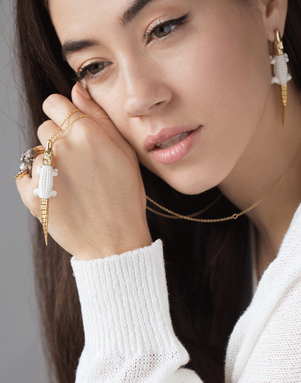 BIBI VAN DER VELDEN-Alligator Bite Necklace-YELLOW GOLD