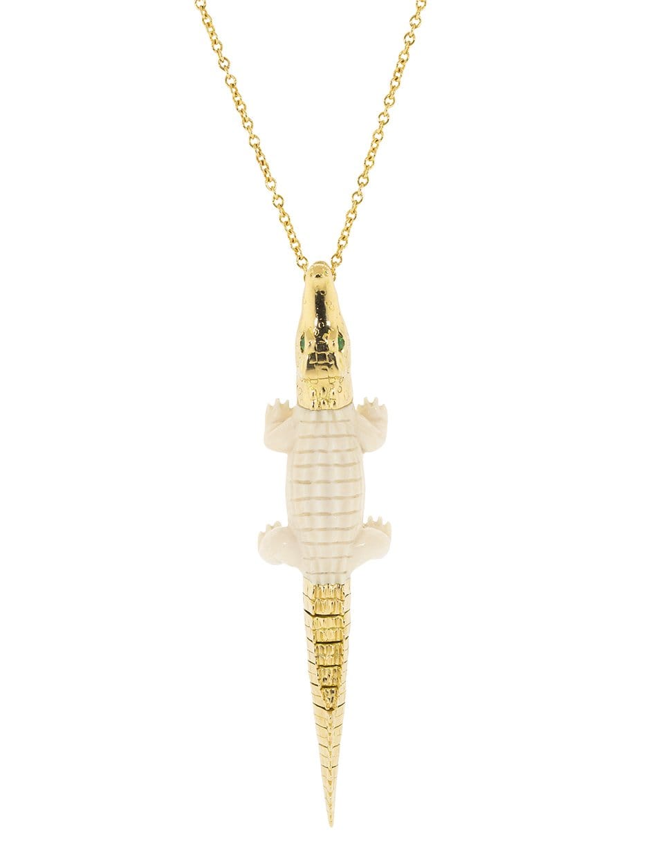 BIBI VAN DER VELDEN-Alligator Bite Necklace-YELLOW GOLD