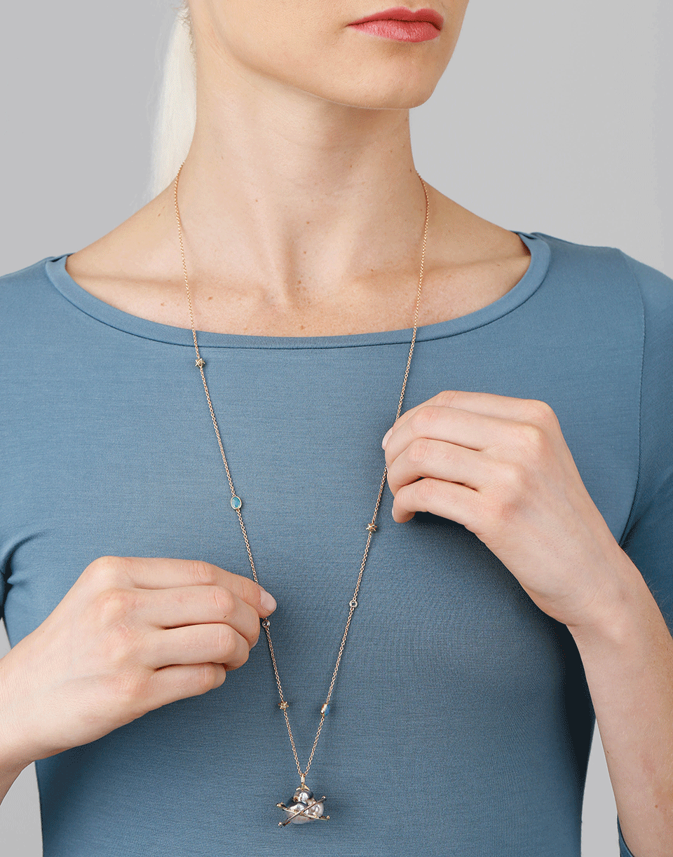 BIBI VAN DER VELDEN-Double Orb Necklace-YELLOW GOLD