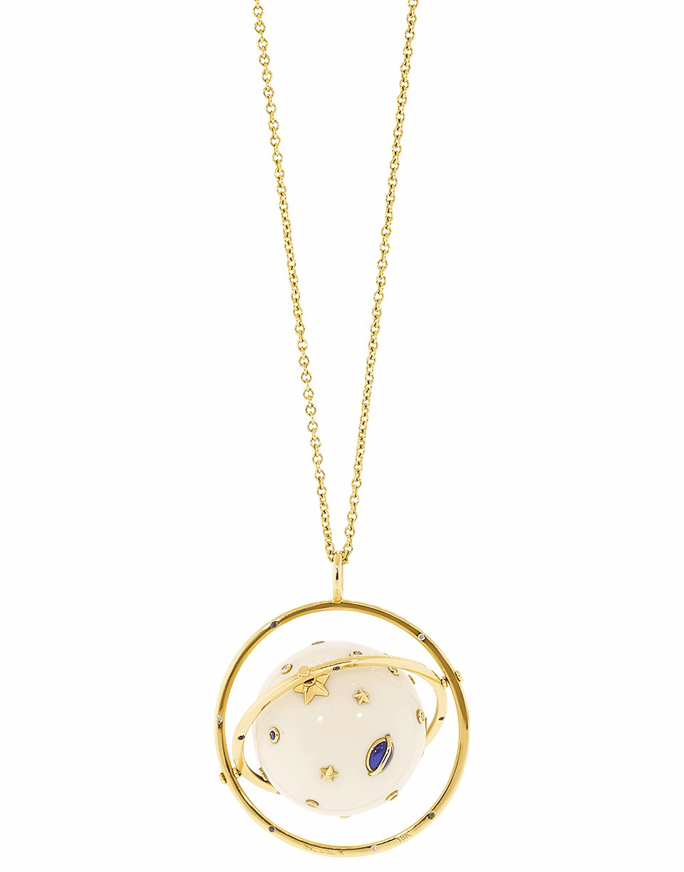 BIBI VAN DER VELDEN-Galaxy Diamond and Sapphire Spinner Necklace-YELLOW GOLD