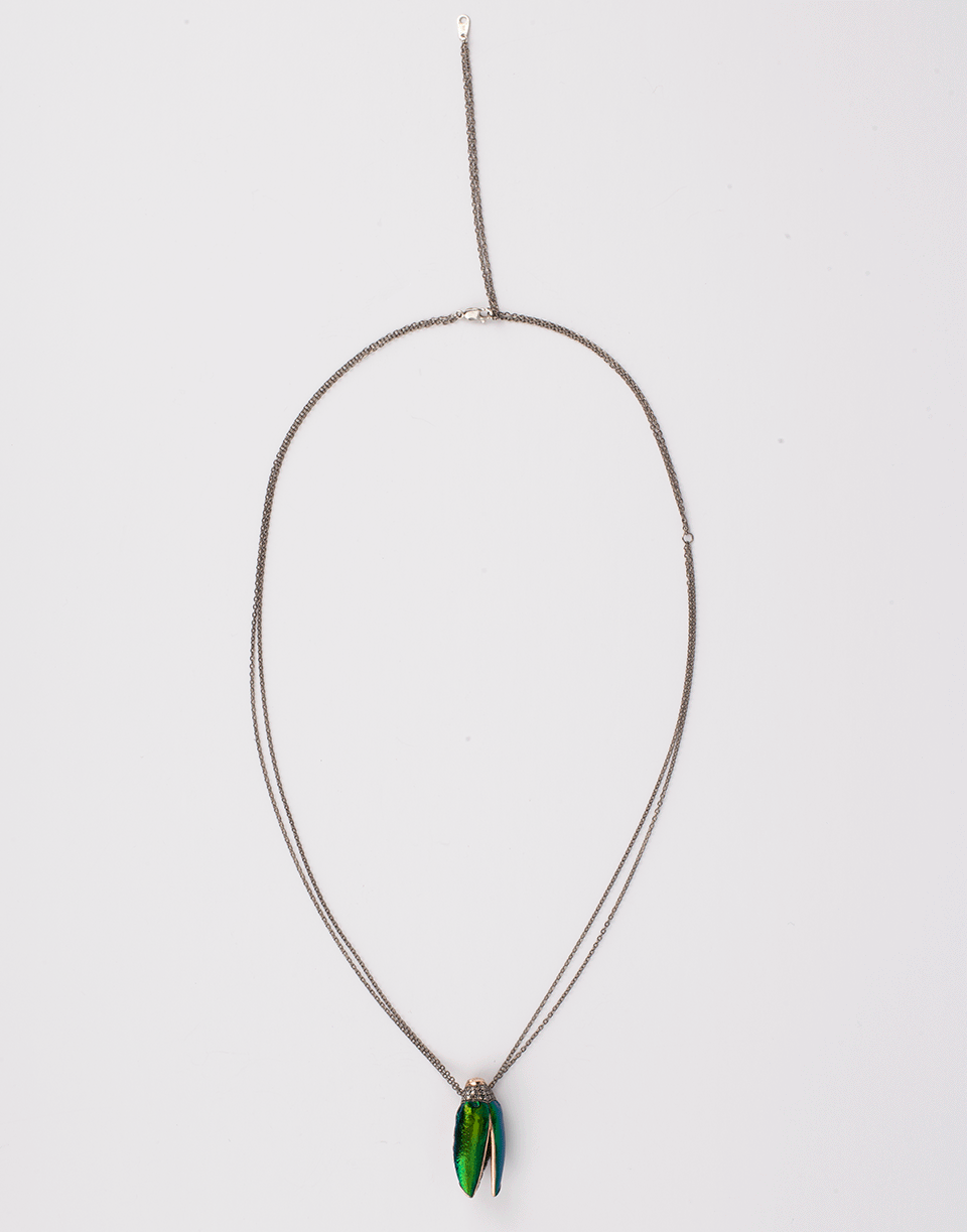 BIBI VAN DER VELDEN-Scarab Fly Necklace-YELLOW GOLD
