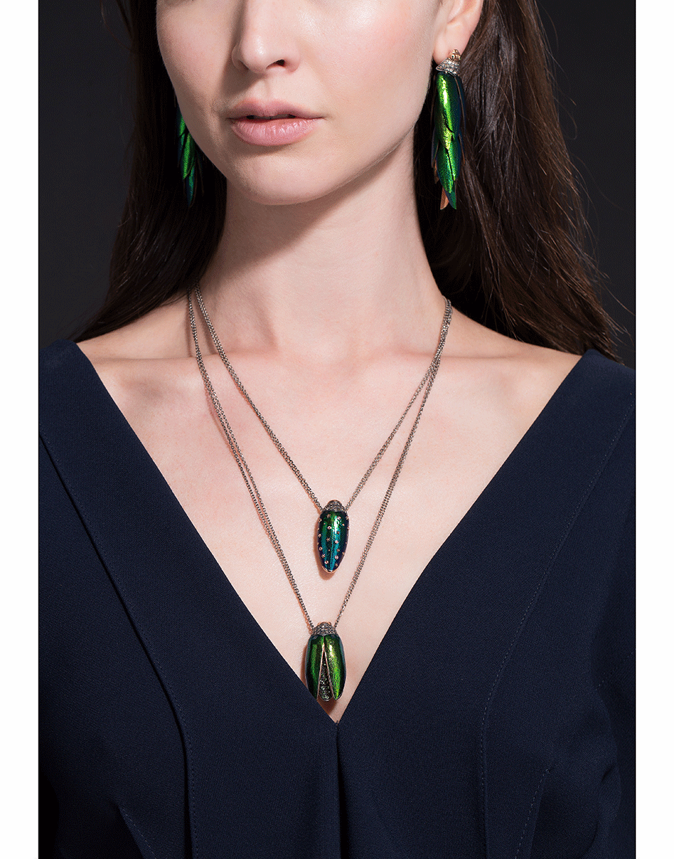 BIBI VAN DER VELDEN-Scarab Fly Necklace-YELLOW GOLD