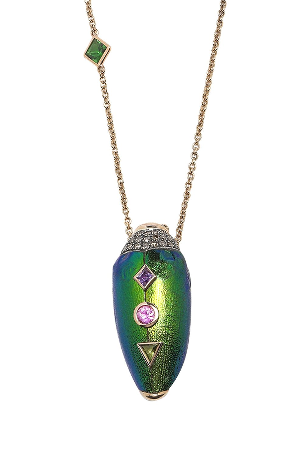 BIBI VAN DER VELDEN-Scarab Pop Art Necklace-YELLOW GOLD
