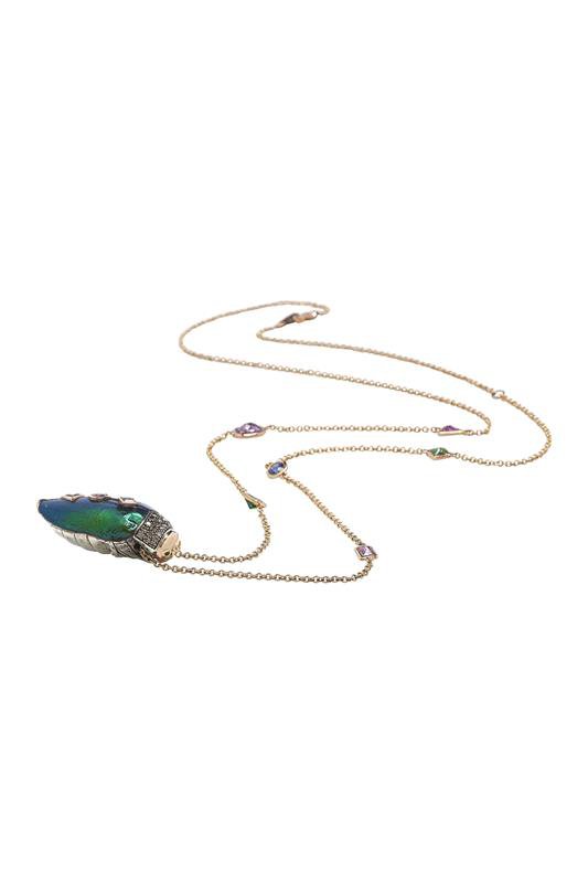 BIBI VAN DER VELDEN-Scarab Pop Art Necklace-YELLOW GOLD