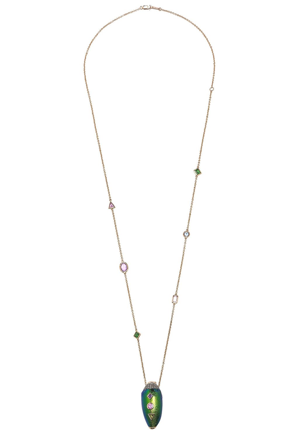 BIBI VAN DER VELDEN-Scarab Pop Art Necklace-YELLOW GOLD
