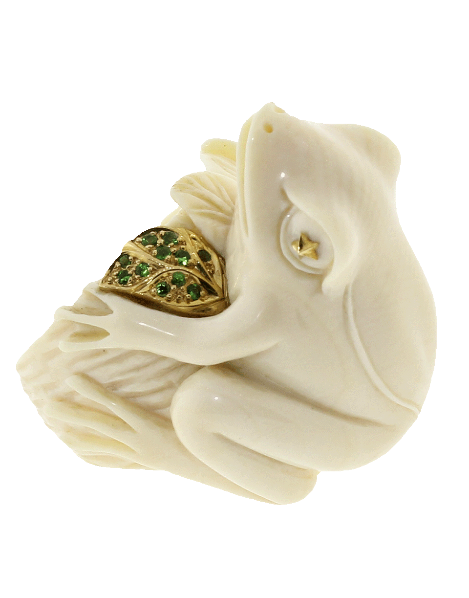 BIBI VAN DER VELDEN-Frog With A Golden Leaf Ring-YELLOW GOLD