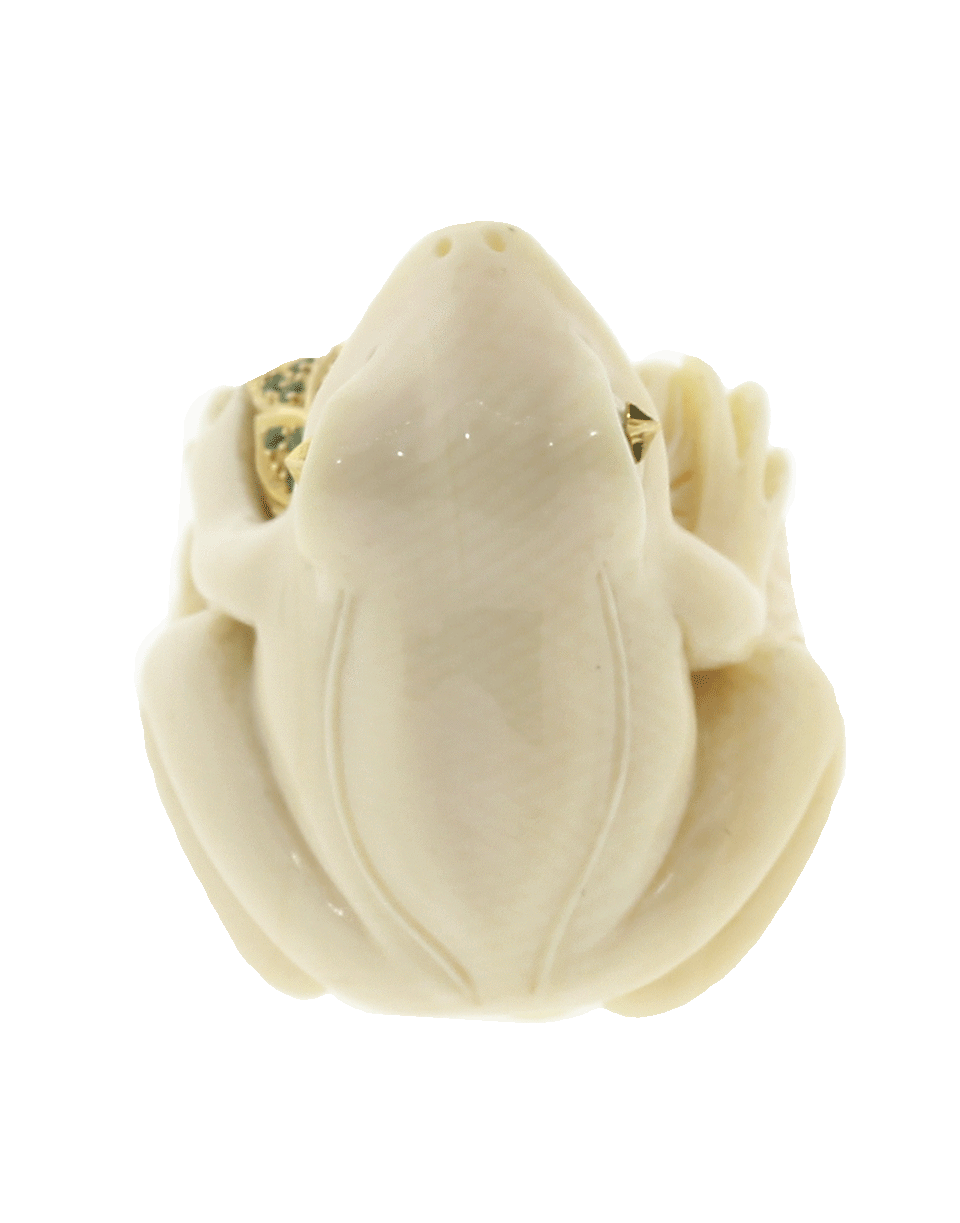 BIBI VAN DER VELDEN-Frog With A Golden Leaf Ring-YELLOW GOLD