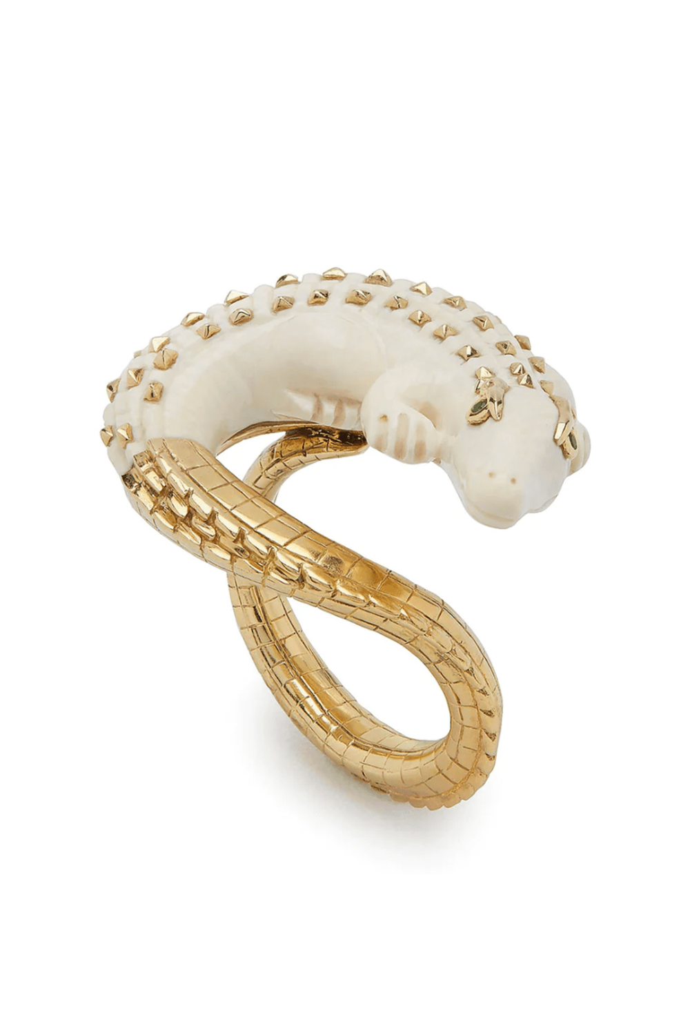 BIBI VAN DER VELDEN-Mammoth Alligator Twist Ring-YELLOW GOLD