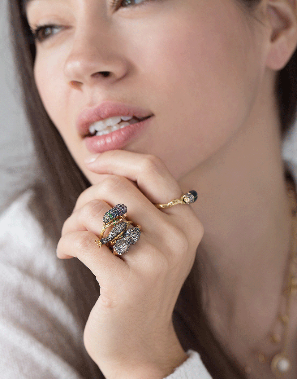 BIBI VAN DER VELDEN-Stackable Caterpillar Rainbow Ring-YELLOW GOLD