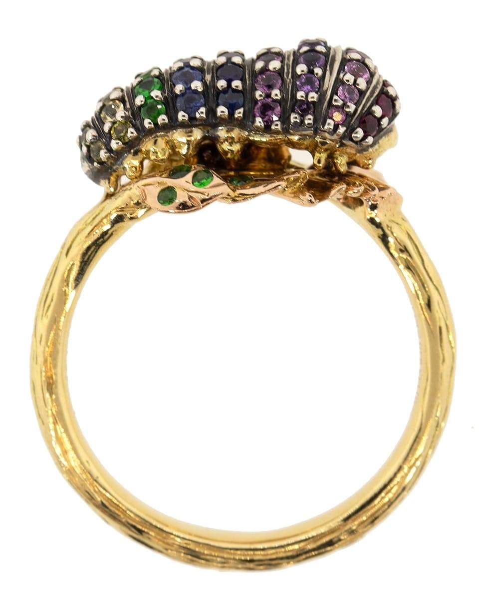 BIBI VAN DER VELDEN-Stackable Caterpillar Rainbow Ring-YELLOW GOLD