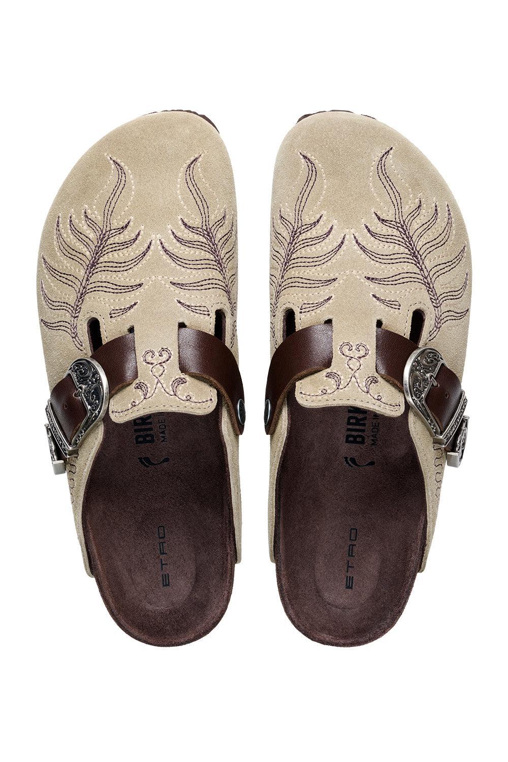 Boston Embroidered Clog - Taupe-CREAM-36-SHOEMULE-BIRKENSTOCK