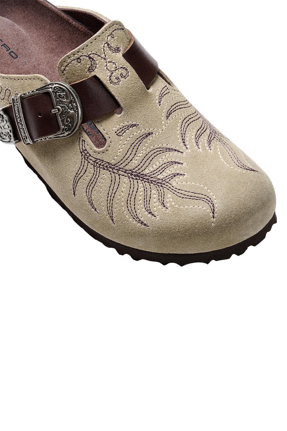 Boston Embroidered Clog - Taupe-CREAM-36-SHOEMULE-BIRKENSTOCK