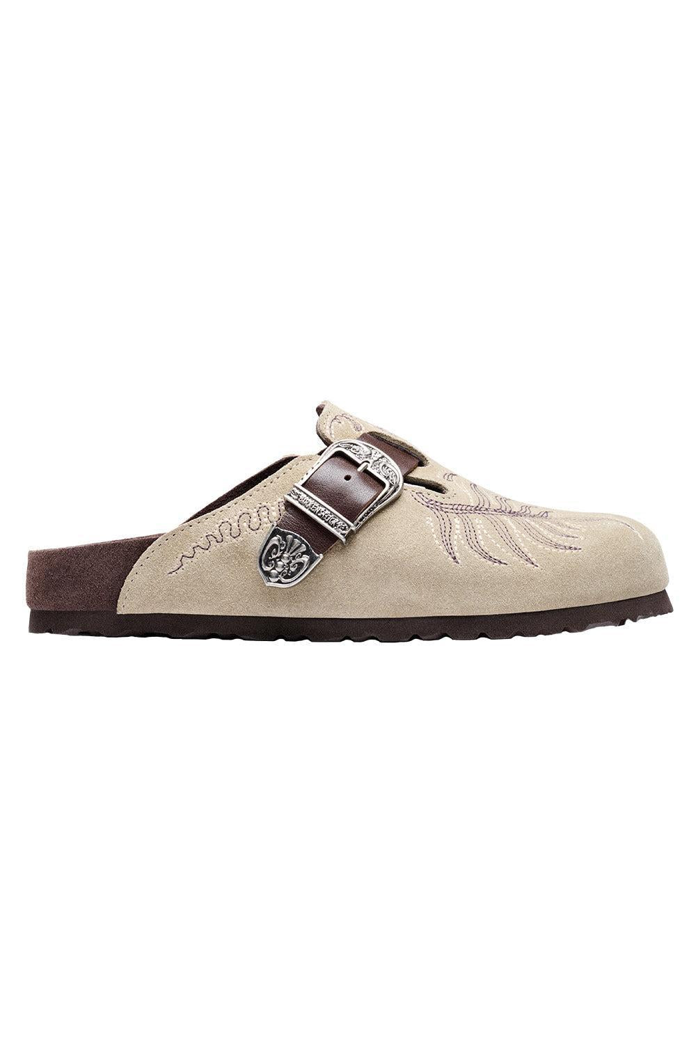Boston Embroidered Clog - Taupe-CREAM-36-SHOEMULE-BIRKENSTOCK