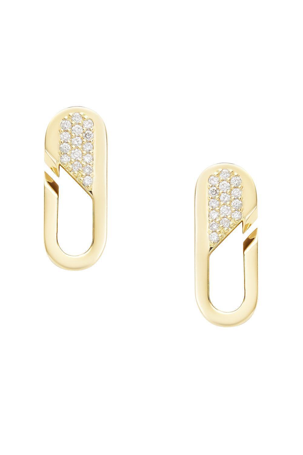Partial Diamond Small Link Earrings-YELLOW GOLD-JEWELRYFINE JEWELEARRING-BIZZOTTO