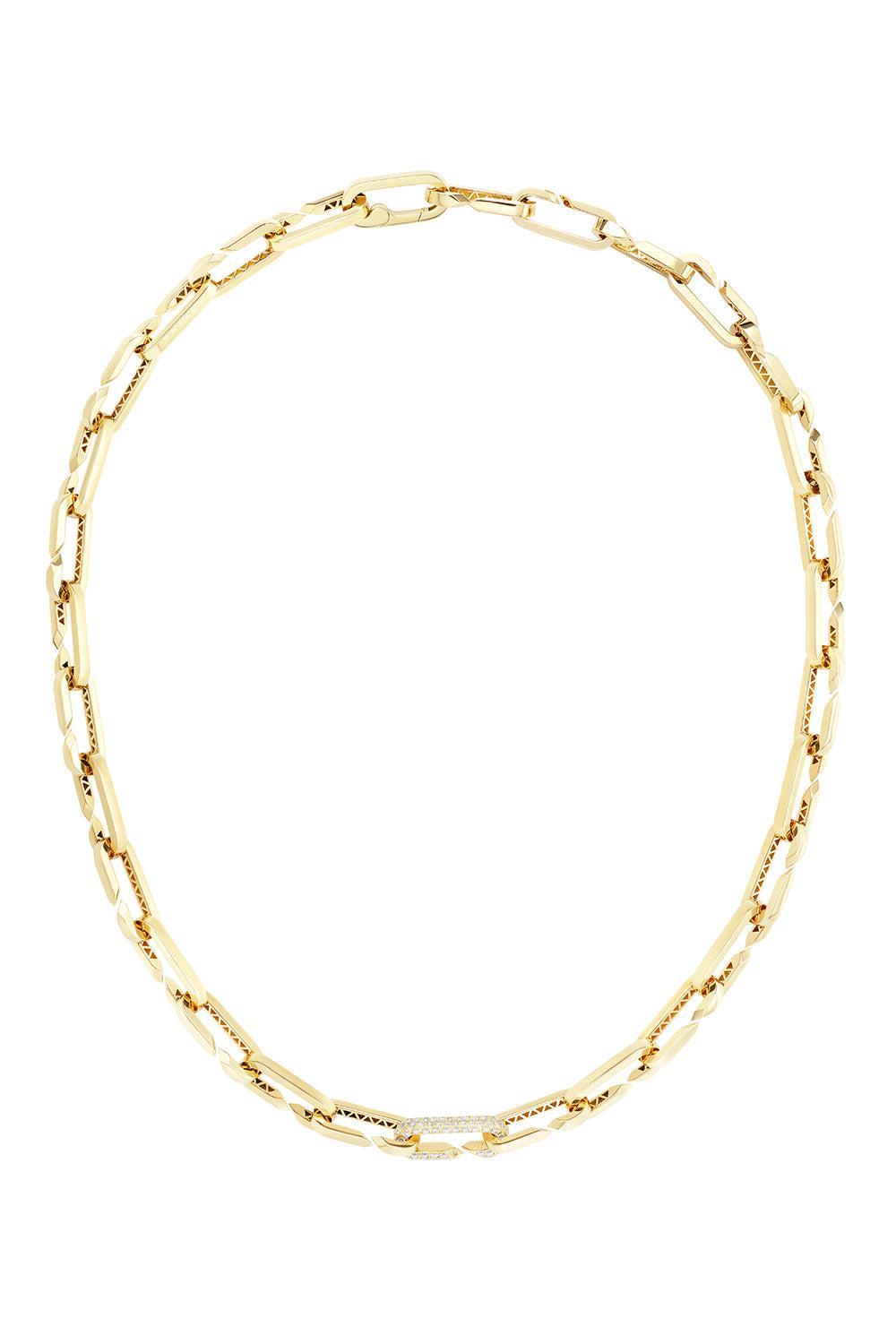 One Diamond Link Chain Necklace-YELLOW GOLD-JEWELRYFINE JEWELNECKLACE O-BIZZOTTO