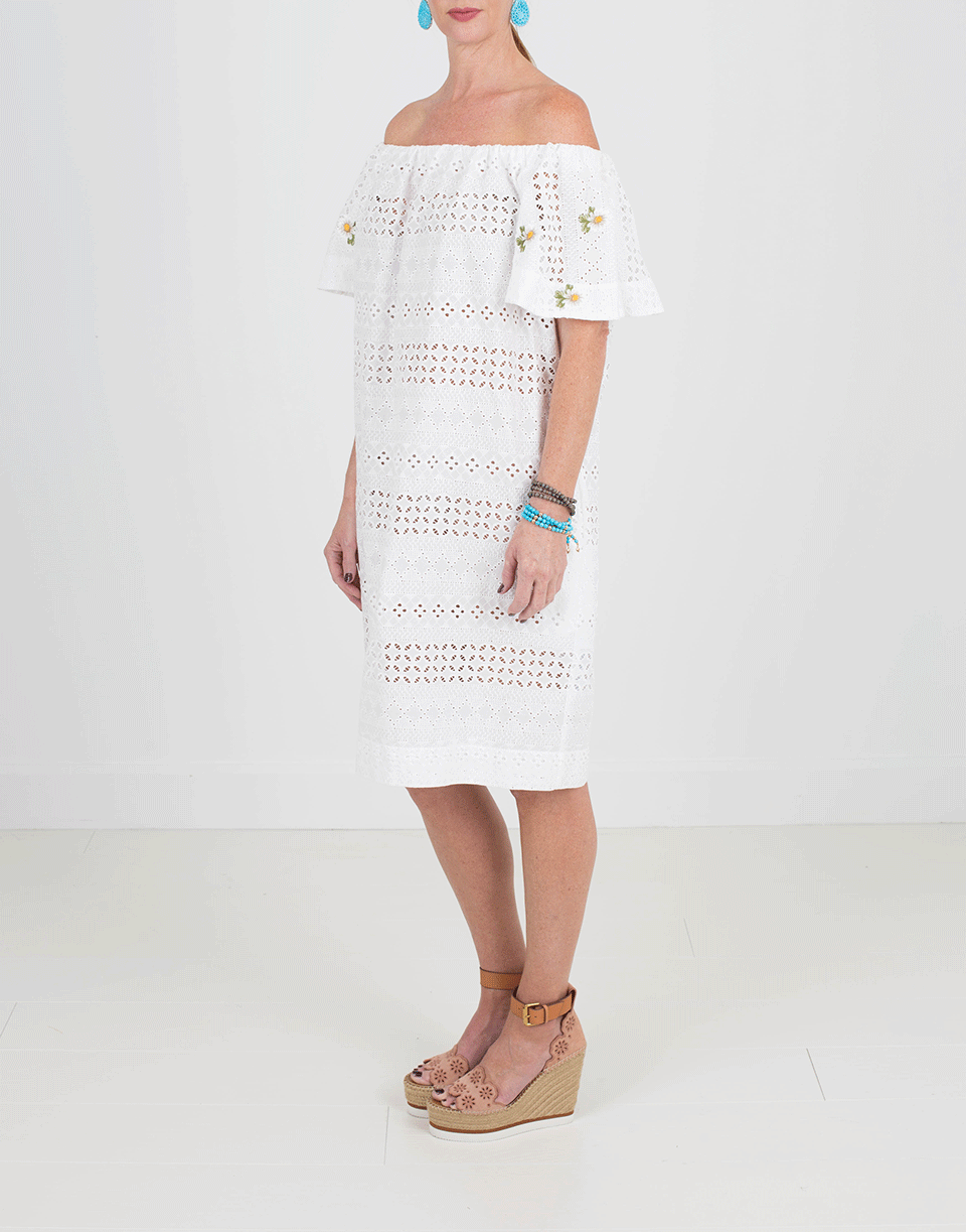 BLUGIRL-Off Shoulder Eyelet Dress-