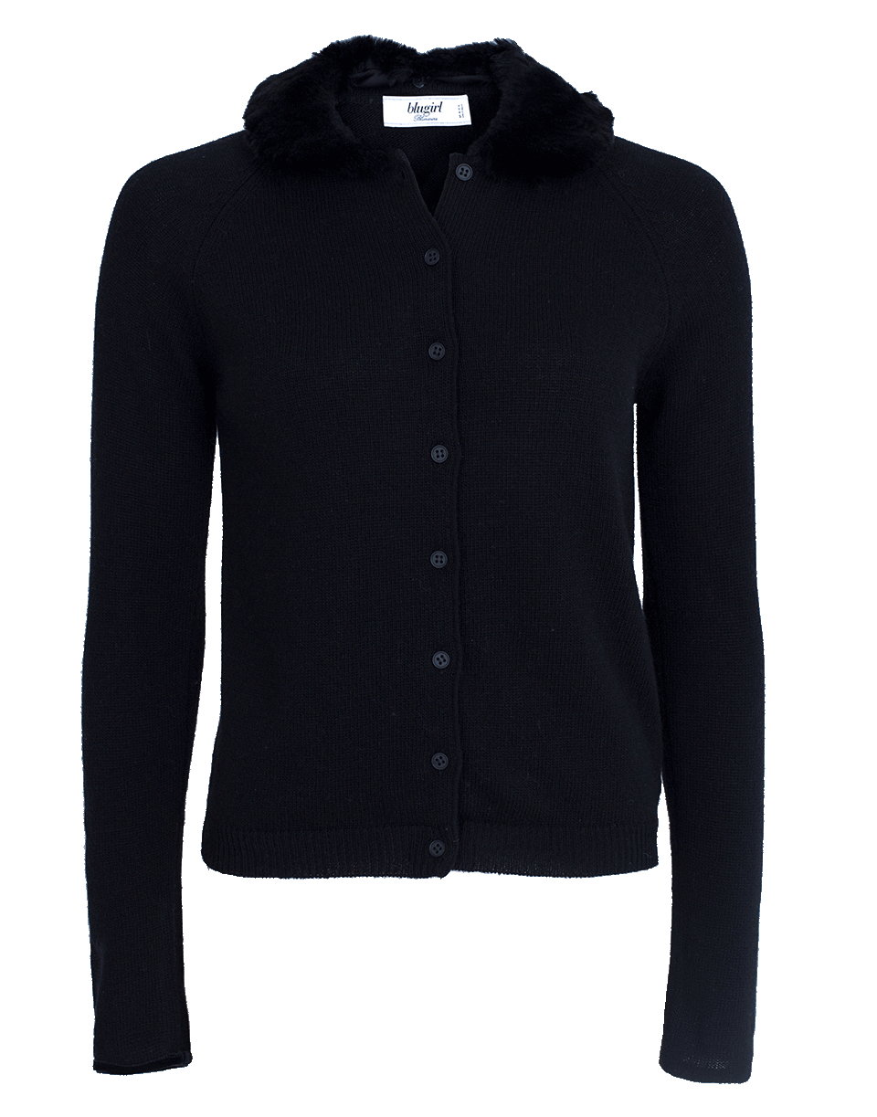 BLUGIRL-Cardigan With Fur Collar-