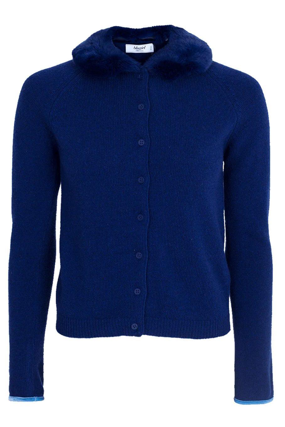 BLUGIRL-Cardigan With Fur Collar-
