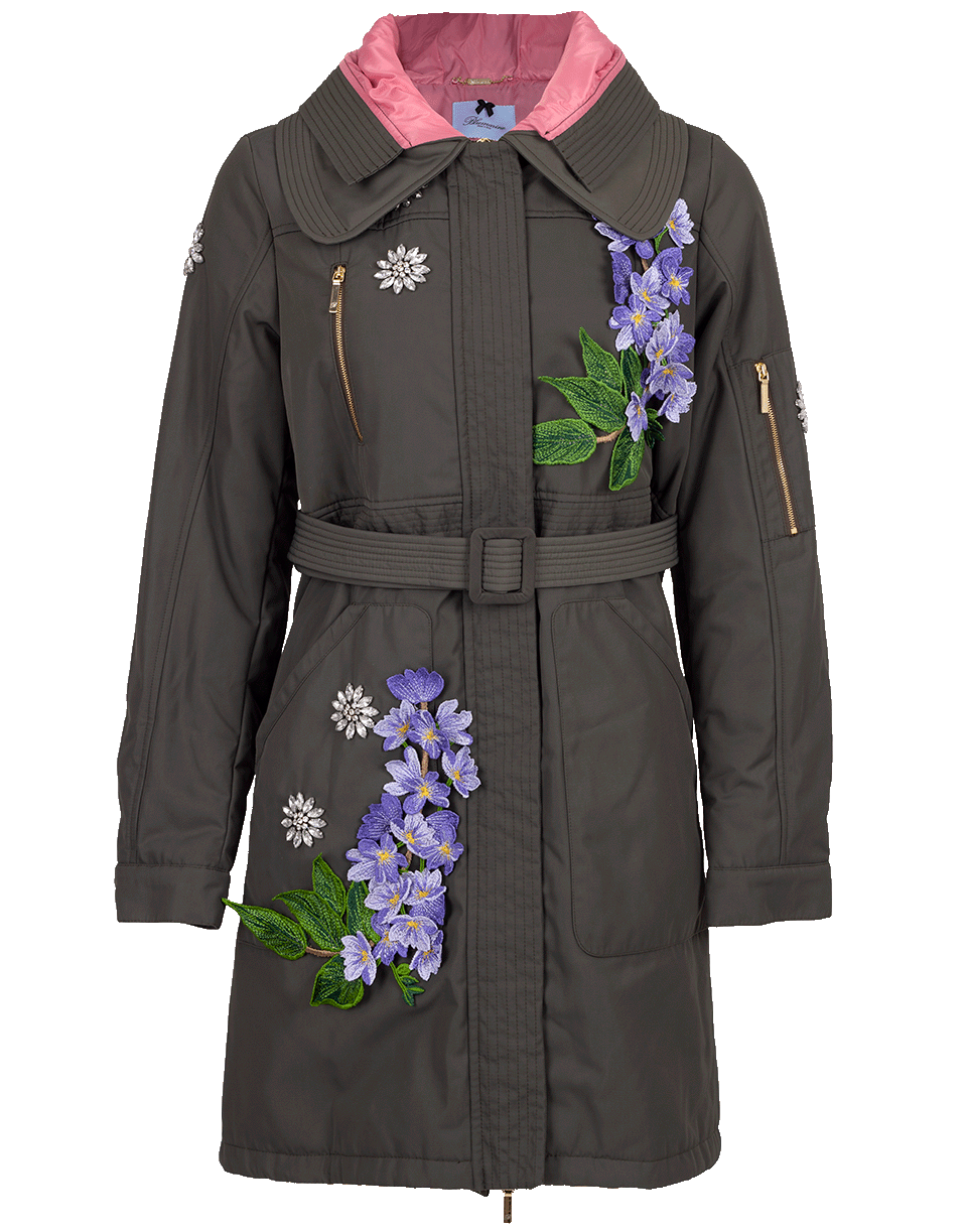 BLUMARINE-3-D Embroidered Parka-VERDE