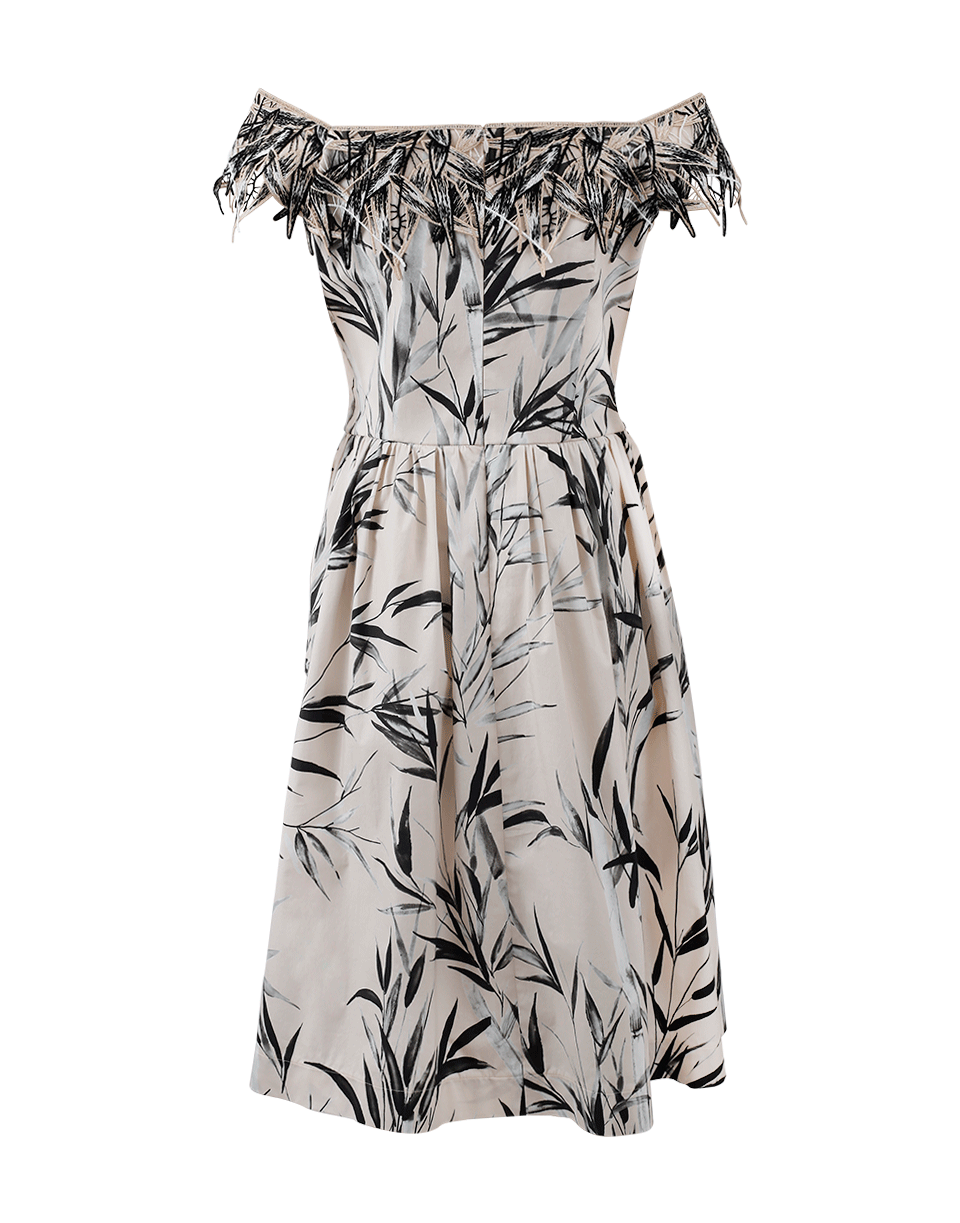 BLUMARINE-Bamboo Print Dress-BEIGE