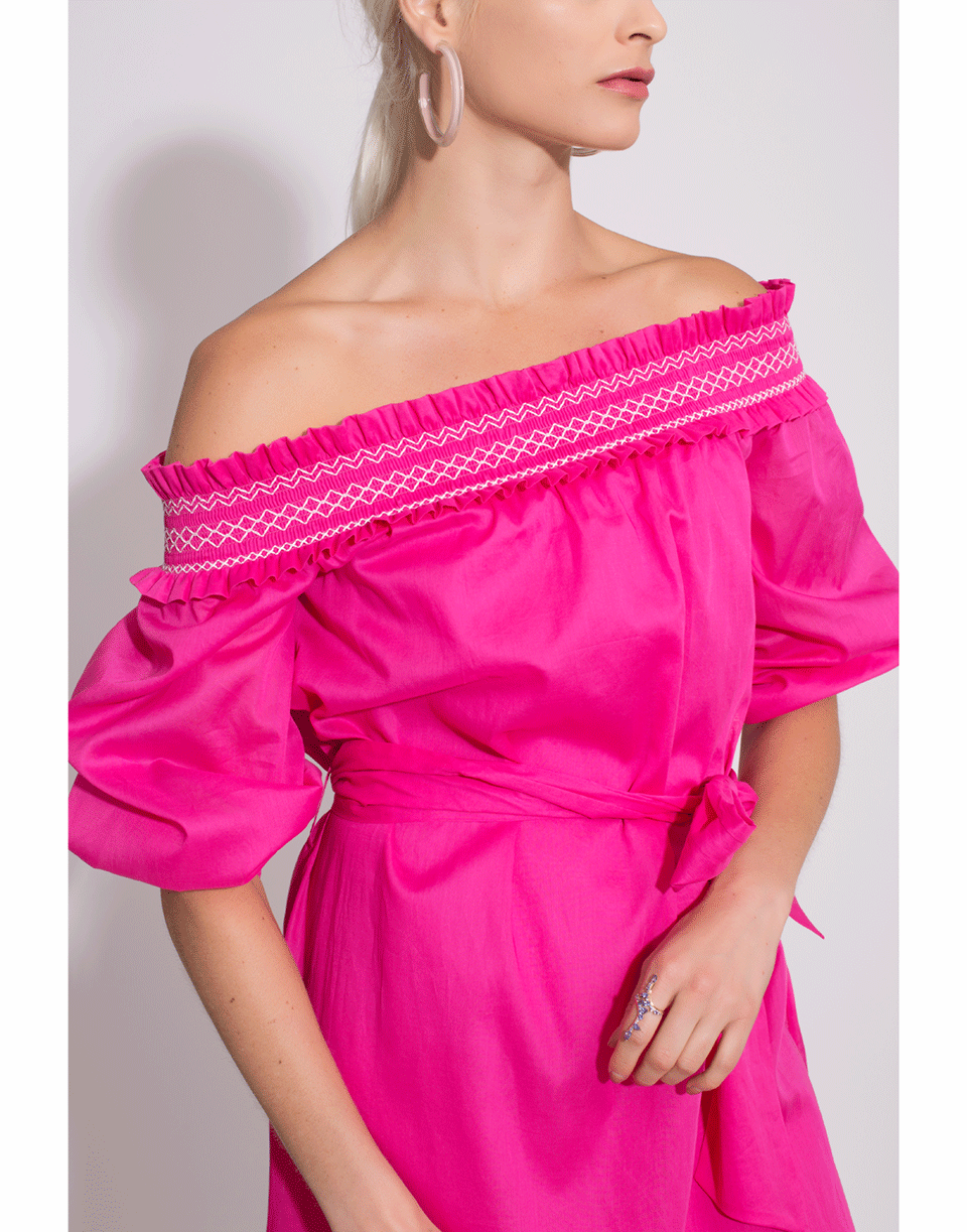 BLUMARINE-Off Shoulder Belted Dress-
