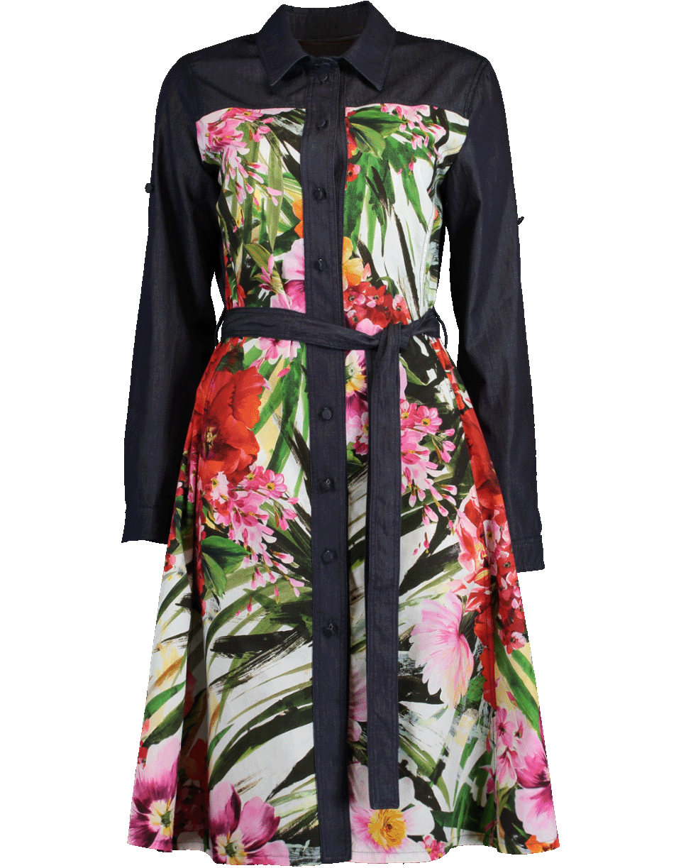 BLUMARINE-Print Belted Shirt Dress-