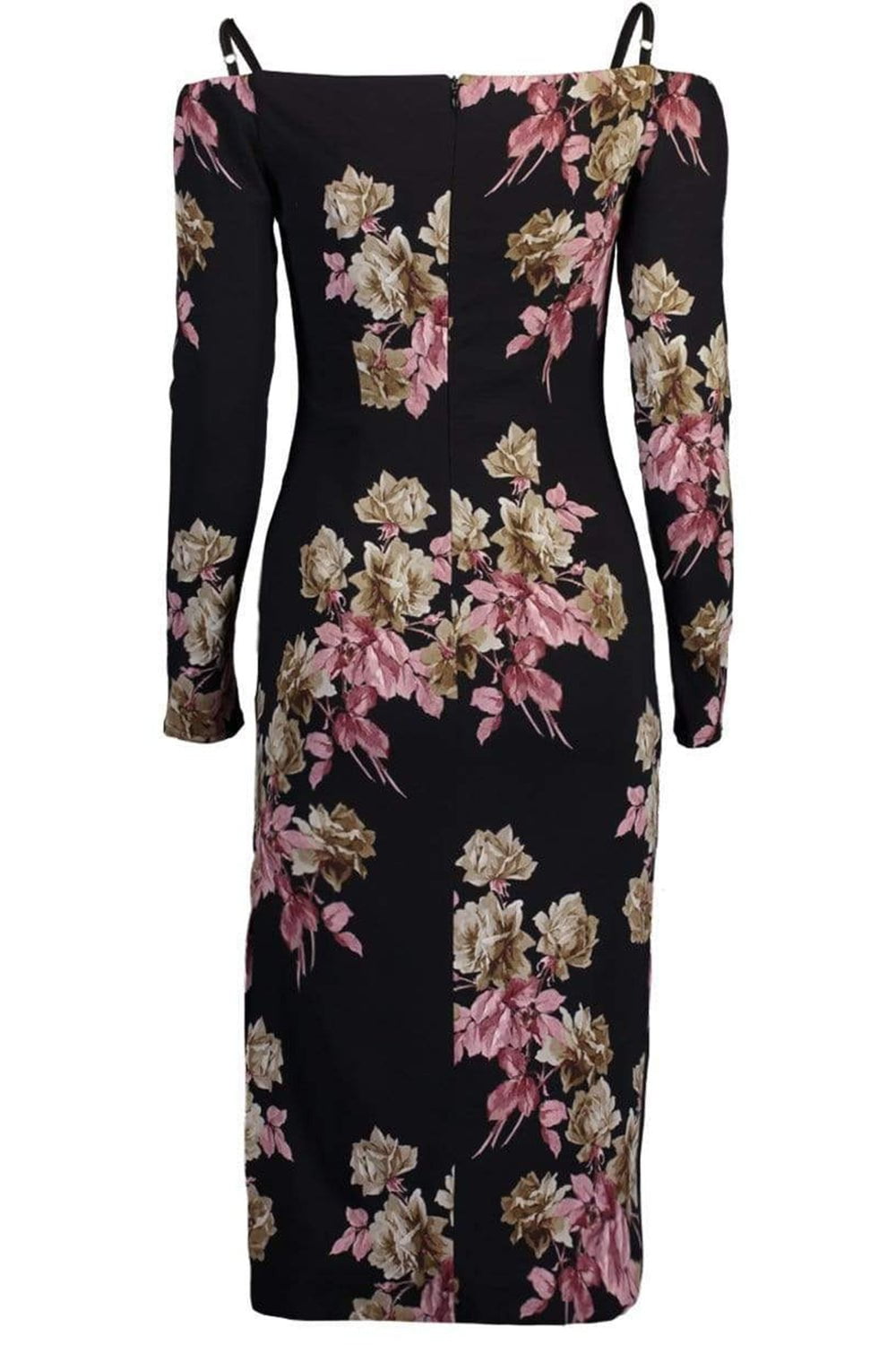 BLUMARINE-Long Sleeve Off Shoulder Print Dress-