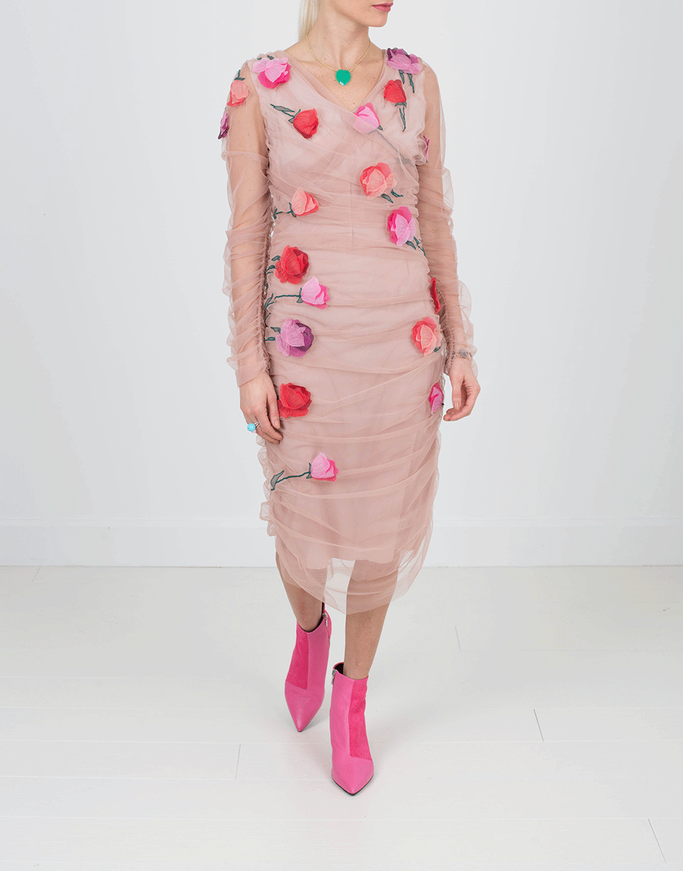 BLUMARINE-Embroidered Tulle Dress-