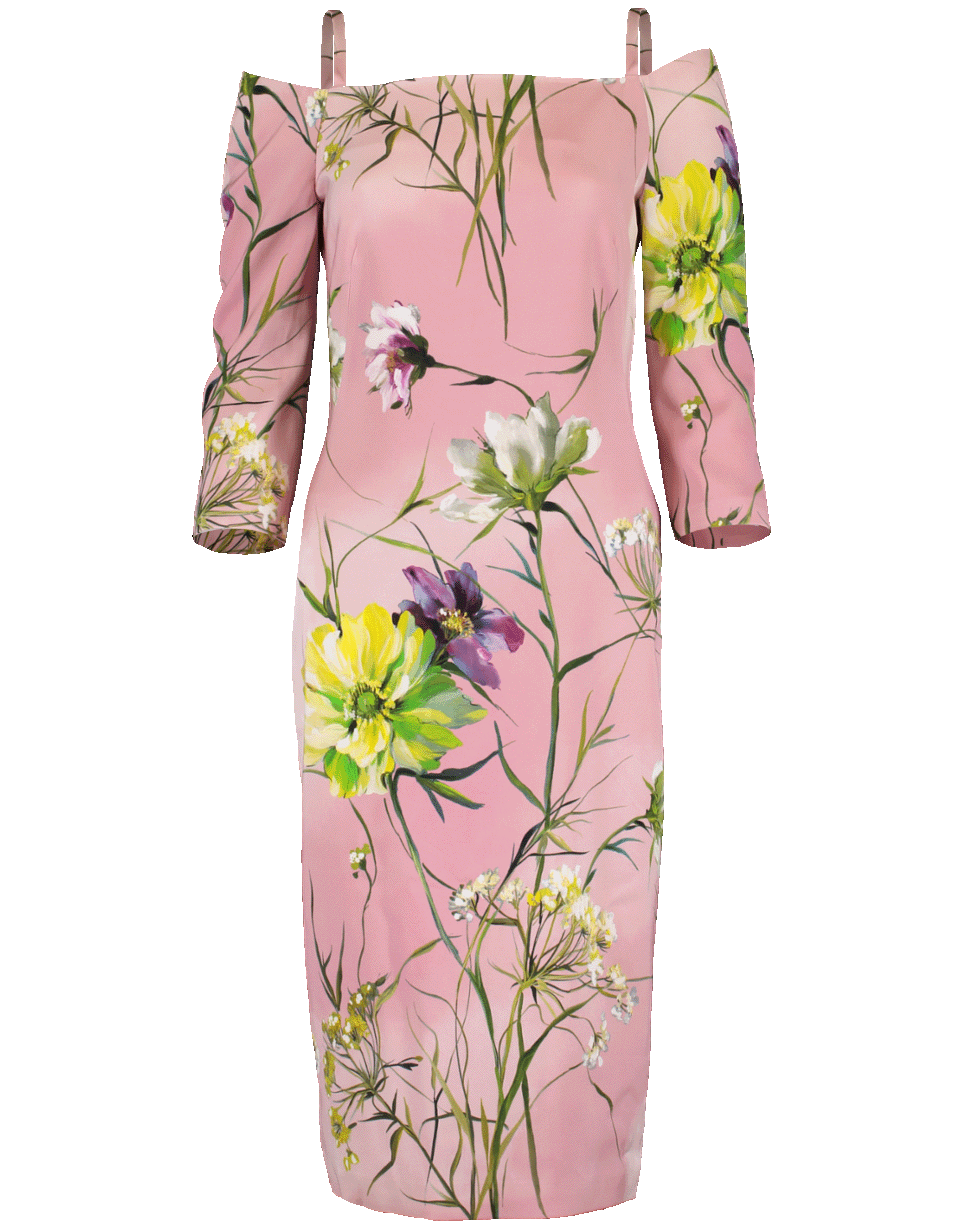 BLUMARINE-Off Shoulder Floral Dress-