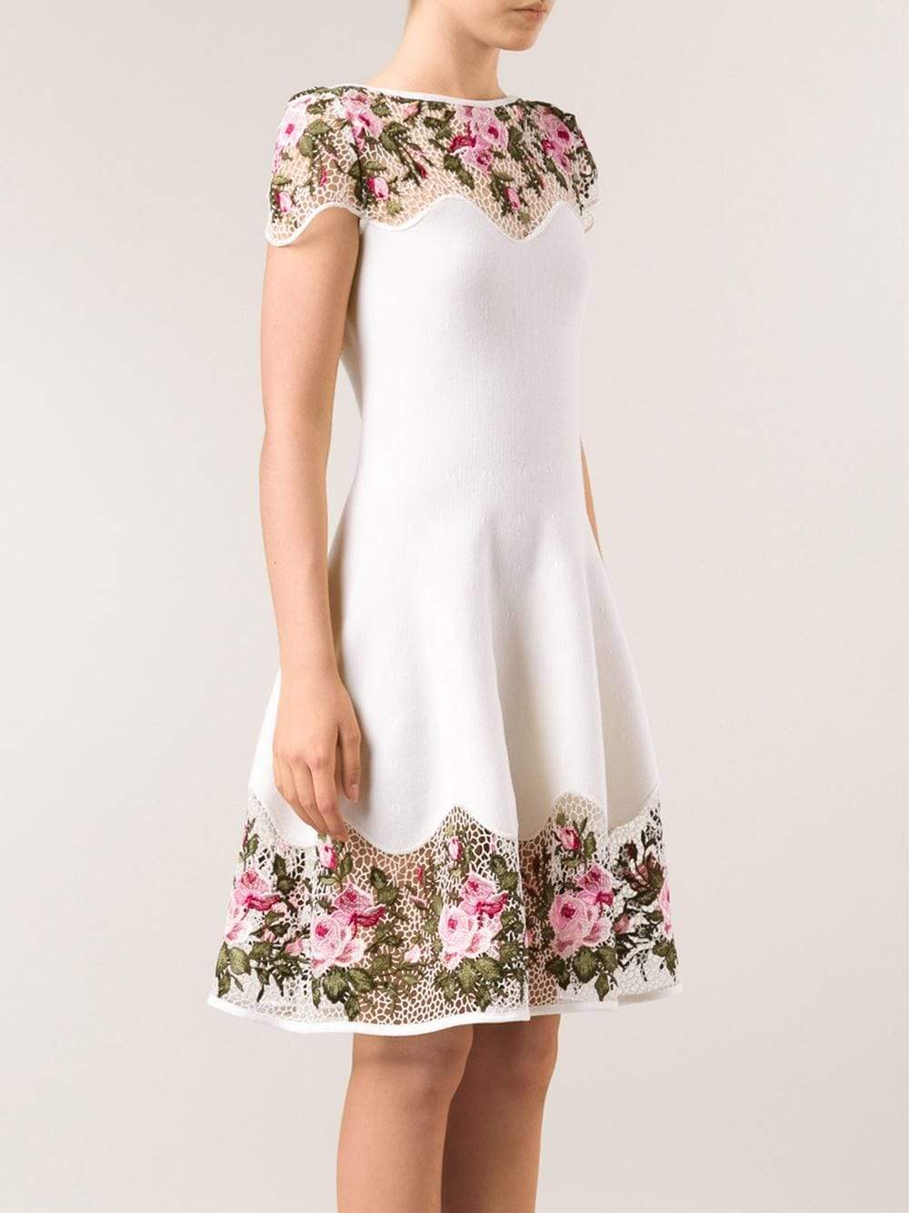 BLUMARINE-Floral Dress With Macrame Detail-