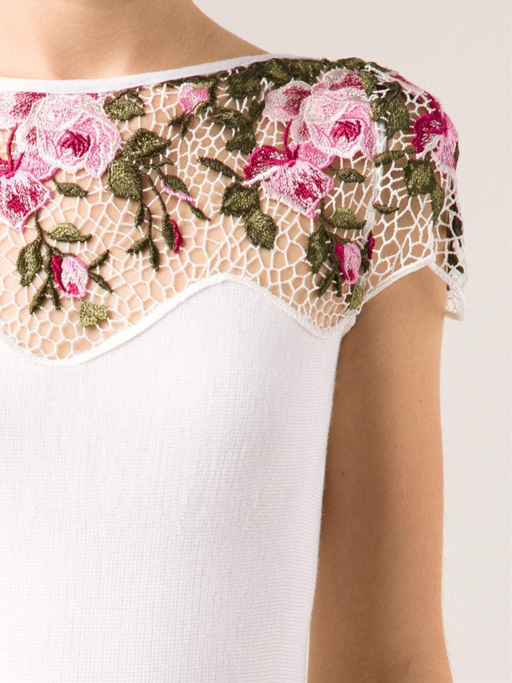 BLUMARINE-Floral Dress With Macrame Detail-