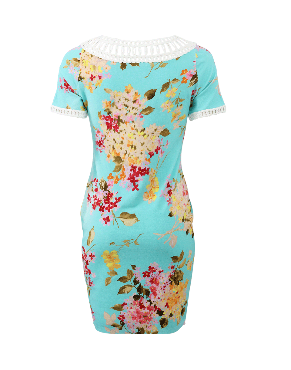 BLUMARINE-Crochet Neck Floral Dress-