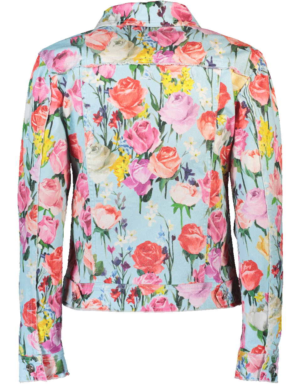 BLUMARINE-Floral Denim Jacket-
