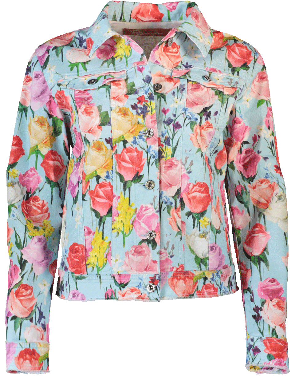 BLUMARINE-Floral Denim Jacket-