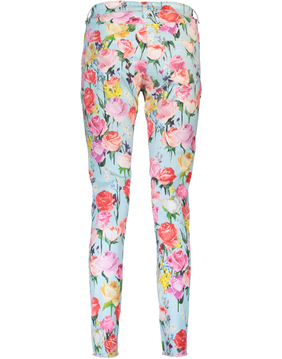 BLUMARINE-Floral Stretch Denim-