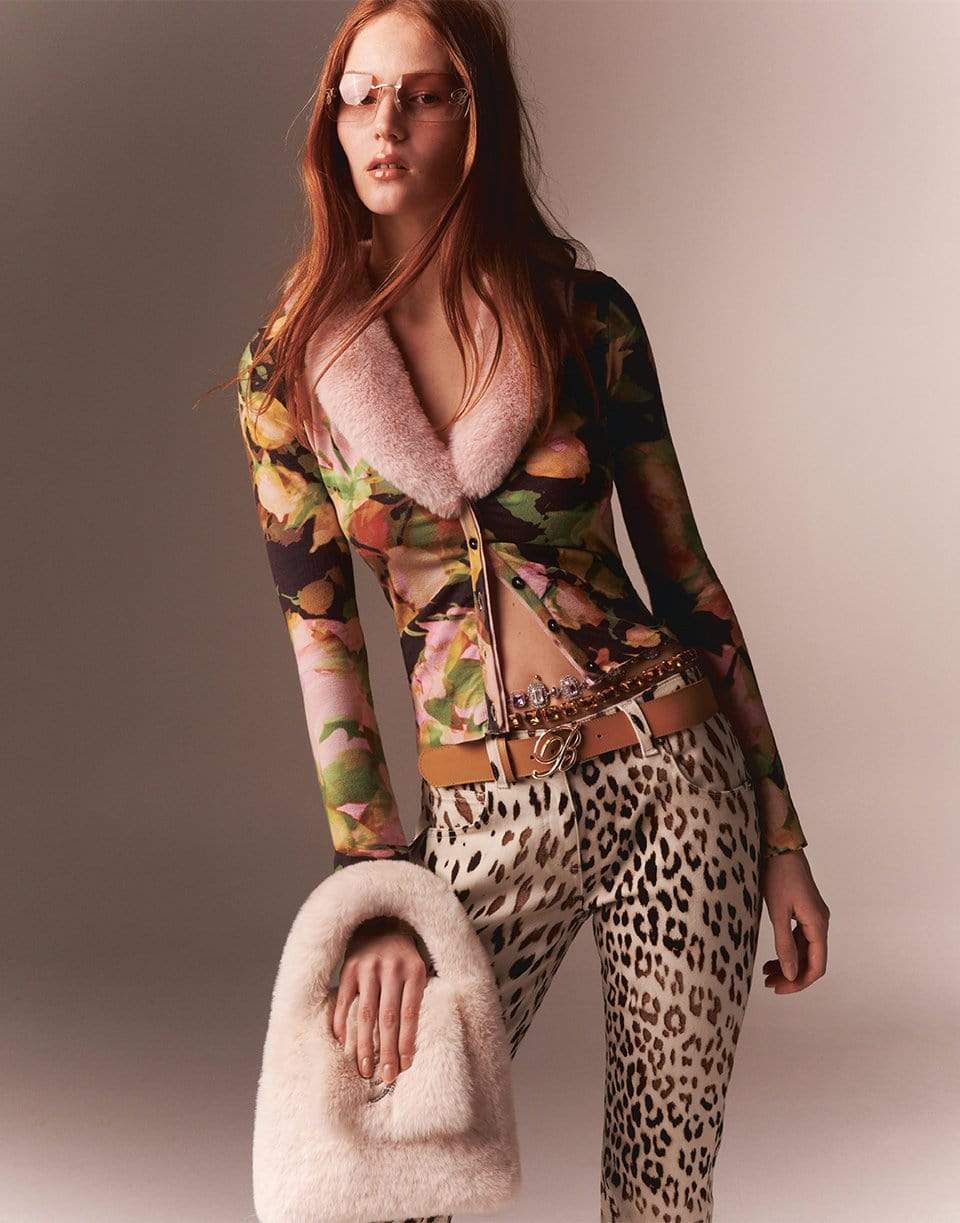 BLUMARINE-Print Flare Denim Jean-